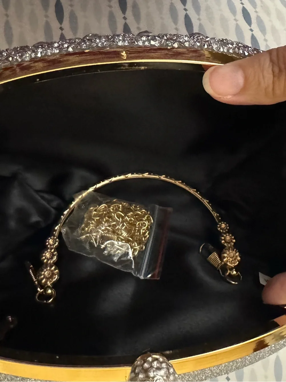 Crystal Embellished Silver Evening Clutch